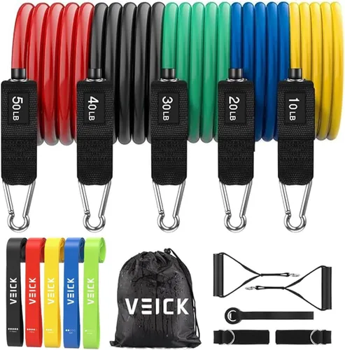 Miniatura 40 de VEICK Bandas de resistencia, bandas de ejercicio, bandas de entrenamiento, bandas de resistencia para entrenar con asas para hombres y mujeres