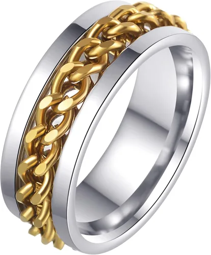 Miniatura 15 de Anillos giratorios para hombres y mujeres, anillos de ansiedad para hombres, anillos de cadena para adultos, anillos de titanio y acero Negro azul