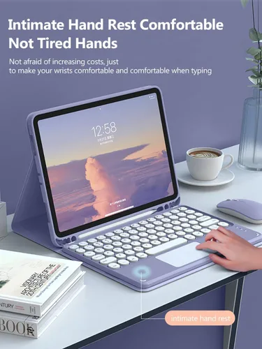 Miniatura 4 de Funda de teclado con panel táctil para Galaxy Tab A8 de 10.5 pulgadas 2022 (SM-X200/X205/X207), funda de teclado inteligente delgada con lindo