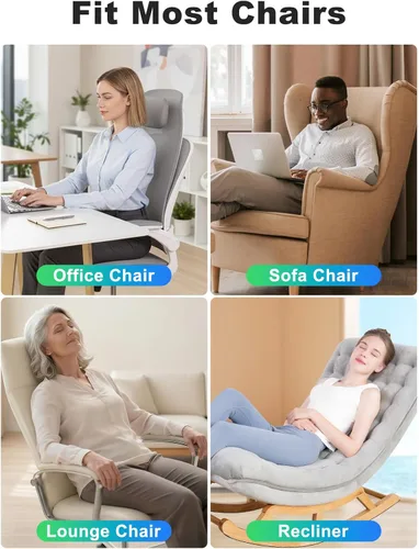Miniatura 4 de Cojín de asiento de masaje de vibración con calor, masajeador completo de espalda y cuello para silla, almohadilla de masaje de 8 motores