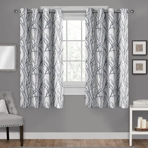 Miniatura 12 de Exclusive Home Branches - Par de paneles de cortinas de mezcla de lino con ojales, 54 x 84 pulgadas, negro