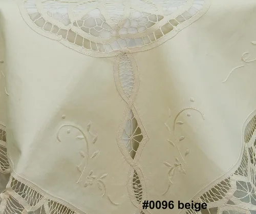 Miniatura 2 de Creative Linens Mantel de encaje Battenburg beige de 33 pulgadas, cuadrado bordado a mano, 100% algodón