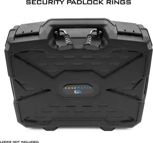 Miniatura 8 de CASEMATIX Estuche de viaje para reloj con 42 ranuras para portarrollos de reloj, resistente a los impactos con caja de reloj de espuma