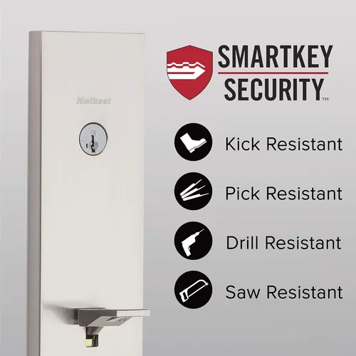 Miniatura 8 de Kwikset Vancouver - Juego de manija y cerrojo de puerta delantera, juego de manijas de entrada exterior con palanca interior reversible, níquel
