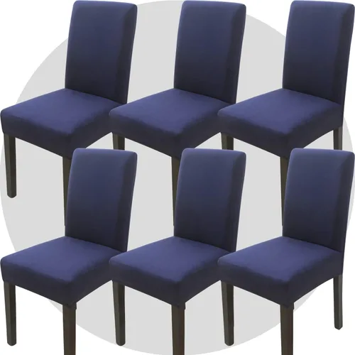 Miniatura 22 de Juego de 6 fundas elásticas para sillas de comedor, color blanco hueso, elásticas, lavables, extraíbles para cocina, hotel, restaurante Blanco roto