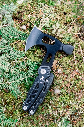 Miniatura 5 de Bear Grylls Hacha Multiherramienta Martillo – Con cuchillo, abrebotellas, hacha, funda de nailon, sierra, destornillador, silbato – táctico