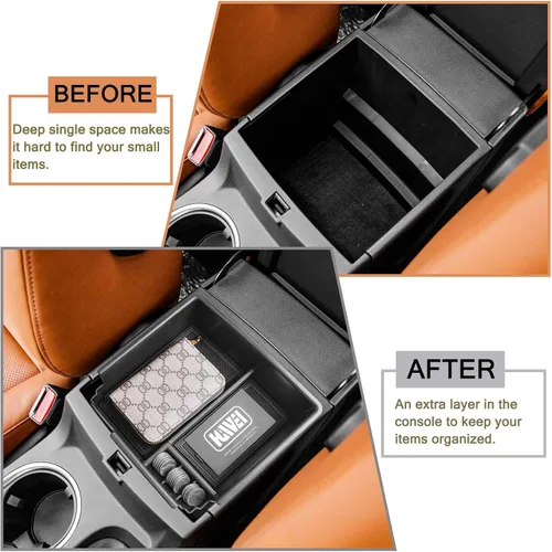 Miniatura 4 de HGWEI Organizador de Consola Central Compatible con Ford Ranger 2019 2020 2021 2022 2023 XL XLT Lariat Accesorios, Caja de Almacenamiento
