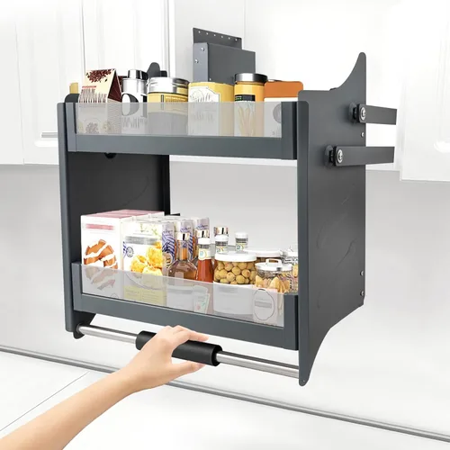 Organizador de gabinete extraíble, estante desplegable de 2 niveles, estante de especias desplegable resistente, organizador de almacenamiento