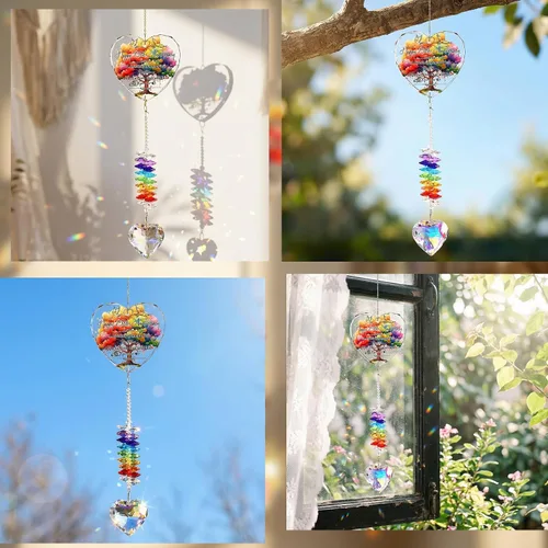 Miniatura 3 de Atrapasoles de 15 aniversario para parejas, esposa, marido, 15 años de matrimonio, decoración colgante de cristal, corazón, arco iris, recuerdo