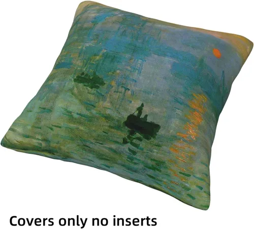 Miniatura 6 de Claude Monet - Juego de 4 fundas de almohada de pintura de 18 x 18 pulgadas, fundas de almohada cuadradas decorativas para sofá, auto