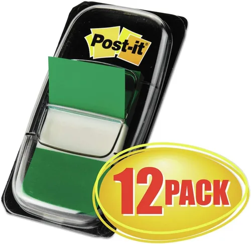 Post-it 680GN12 - Banderas de página de marcado en dispensadores, color verde, 50 banderas/dispensador, 12 dispensadores/paquete