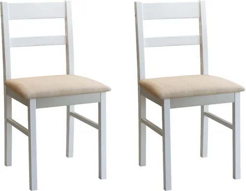 Miniatura 7 de Juego de 2 sillas de cocina de madera maciza para comedor, cocina y comedor, color blanco