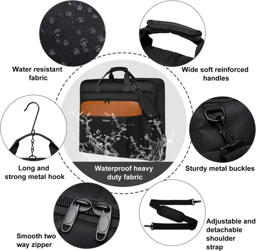 Miniatura 5 de Bolsa de ropa para viajes, bolsa grande de traje para hombre, hasta 3 trajes, bolsas de ropa para viajes de negocios, maleta colgante 2 en 1