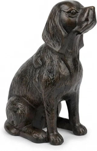 Miniatura 5 de Lulu Decor, Tope decorativo de hierro fundido para puerta de perro, topes de puerta, escultura, estatua de perro (negro, 4.50 libras)