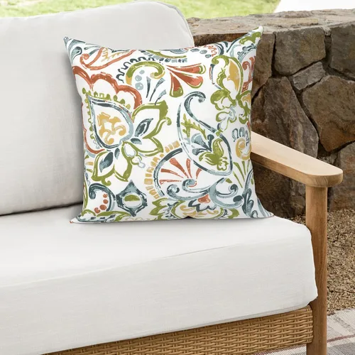 Miniatura 706 de Juego de 2 almohadas para exteriores de 16 x 16 pulgadas, repelentes al agua con interiores, para muebles de patio, hogar, jardín, geometría bohemia