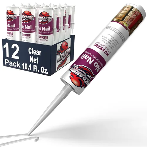 Miniatura 10 de KRAKEN BOND No More Nails - Adhesivo de poliuretano transparente, 100% impermeable (D4) y sellador para madera, cerámica, azulejos, pisos, granito