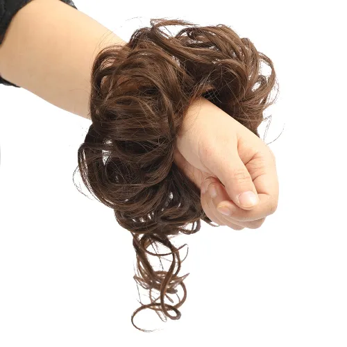 Miniatura 3 de Pieza de Cabello para Moño Desordenado, Extensión de Coleta Envolvente de Cabello Ondulado Súper Largo con Banda Elástica para Mujeres y Niñas CFQ