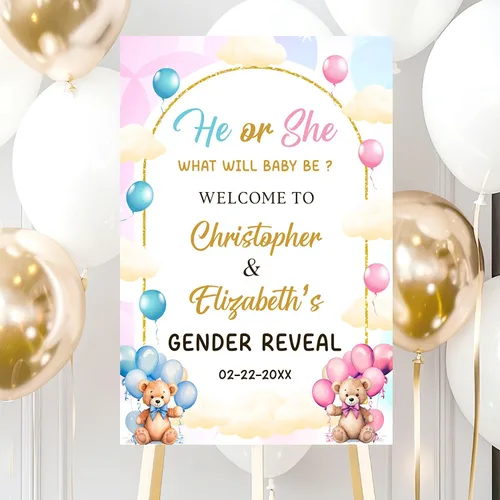 Miniatura 8 de Letrero de bienvenida personalizado de revelación de género con soporte, letrero de revelación de género para niño o niña, letreros de revelación