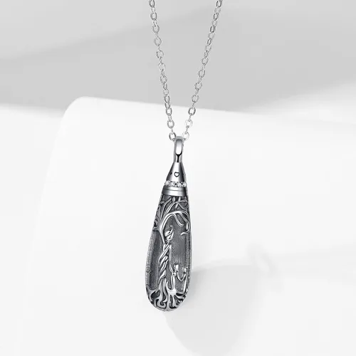 Miniatura 124 de Collar con colgante de urna de cenizas de cremación y árbol de la vida para mujer, plata de ley US1