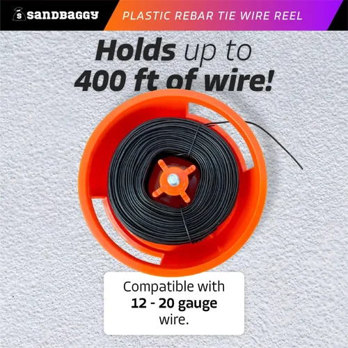 Miniatura 5 de Sandbaggy Carrete de alambre de plástico para barra de refuerzo, soporta hasta 400 pies de alambre de calibre 12-20, perilla de rebobinado