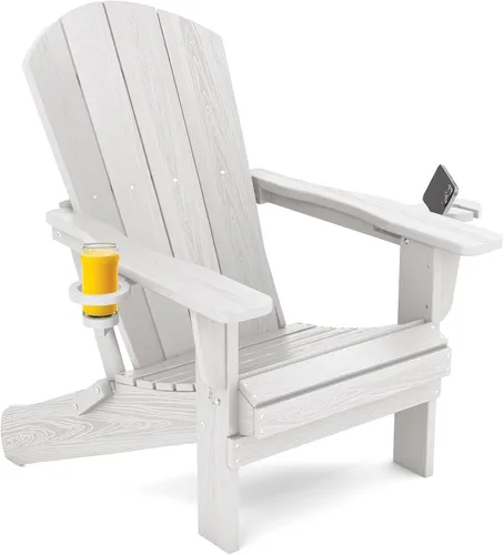 Miniatura 45 de SERWALL Silla Adirondack con portavasos – Juego de 2 sillas Adirondack compuestas para exteriores de polietileno de alta densidad para todo