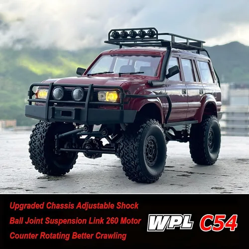 Miniatura 4 de RC Rock Crawler 4x4 RC Camión WPL C54 1/16 RC Rastreador RTR Camión de Control Remoto Todo Terreno 2.4G con Dirección Proporcional Motor 260, Nueva