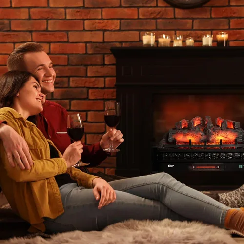 Miniatura 7 de TURBRO Eternal Flame - Calentador eléctrico de cuarzo infrarrojo WiFi de 30 pulgadas con sonido crujiente, troncos de madera de pino realistas