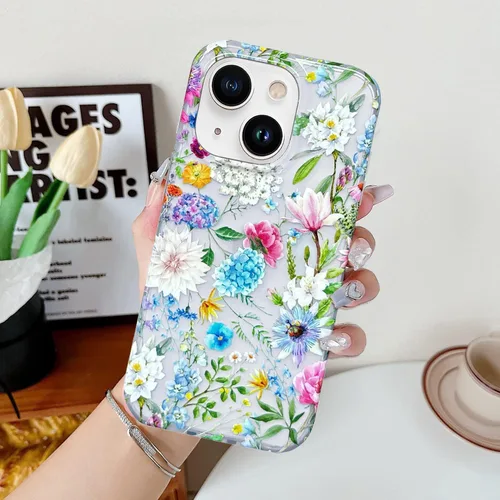 Miniatura 4 de J.west Funda para iPhone 13 de 6,1 pulgadas, diseño femenino lindo diseño de fundas para mujer, suave y delgado, diseño floral flores silvestres