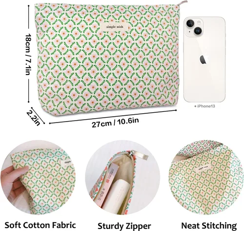 Miniatura 5 de STARDW Bolsa de maquillaje floral estética, bonita bolsa de cosméticos pequeña para mujeres y niñas, bolsa de aseo de viaje, bolsa de maquillaje