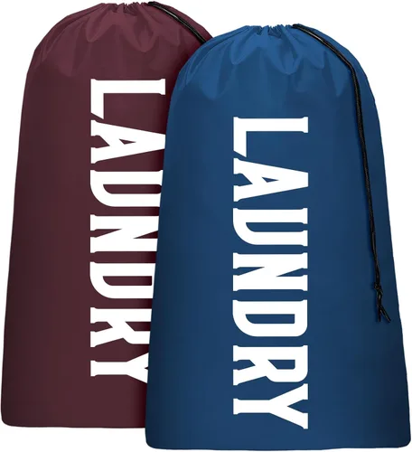 Miniatura 9 de Paquete de 2 bolsas de lavandería de viaje XL, organizador de ropa sucia lavable a máquina, lo suficientemente grande como para contener 4 cargas