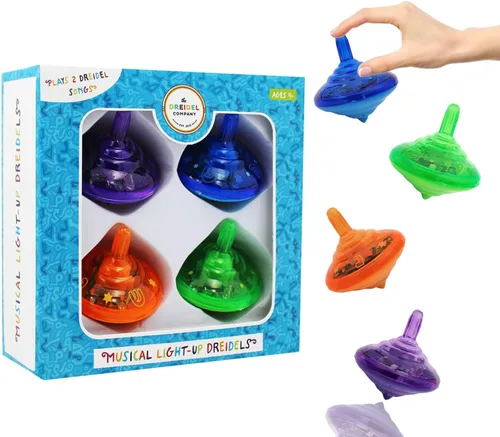 Miniatura 9 de The Dreidel Company Hanukkah - Juego de camisetas giratorias con luces musicales Dreidel, reproduce 2 canciones clásicas de Hanukkah