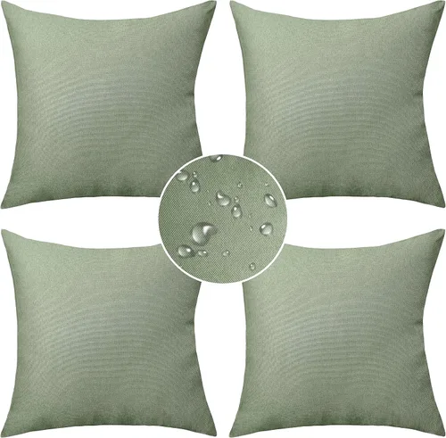 Miniatura 27 de Demetex Fundas de almohada de exterior de 16 x 16 pulgadas, impermeables, fundas de almohada decorativas de lino para sala de estar, balcón, jardín