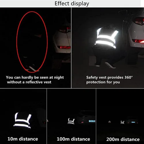 Miniatura 2 de Chaleco de seguridad reflectante de alta visibilidad para hombres y mujeres con bolsillos y cremallera frontal cumple con los estándares ANSI/ISEA
