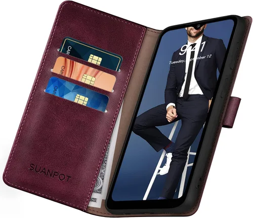 Miniatura 4 de SUANPOT Funda tipo cartera para Samsung Galaxy A03S 【Bloqueo RFID】 Soporte para tarjetas de crédito, libro de folio con tapa de cuero PU Funda a