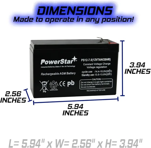 Miniatura 7 de PowerStar Batería 7AH para PS-1290-PS-1290 Batería SLA recargable de 12 voltios 9 amperios hora