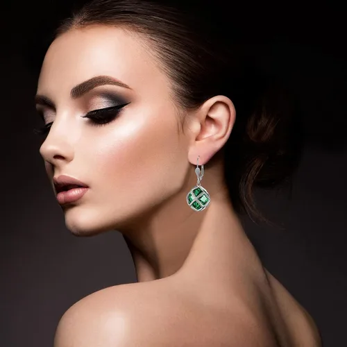Miniatura 2 de Aretes colgantes de cristal austriaco de 0.551 in para mujer, joyería Glod de 14 quilates