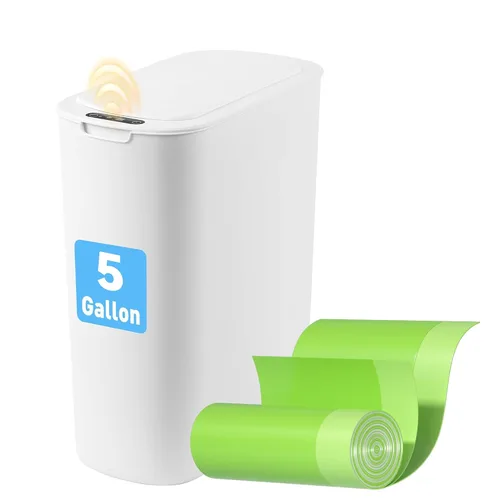 Miniatura 9 de FRESHLIX Basurero automático de baño de 5 galones con tapa, sensor de movimiento, sin contacto, cubo de basura eléctrico inteligente, delgado