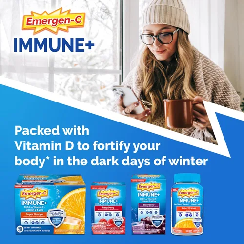 Miniatura 2 de Emergen-C Immune+ Gomitas de apoyo inmunológico de triple acción, BetaVia (R), 1000 mg de vitamina C, vitaminas B, vitamina D y antioxidantes, súper