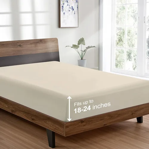 Miniatura 38 de FreshCulture Sábana Bajera Ajustable Tamaño King Solamente - Sábana Bajera de Calidad Hotelera Tamaño King - Ultra Suave y Transpirable - Microfibra
