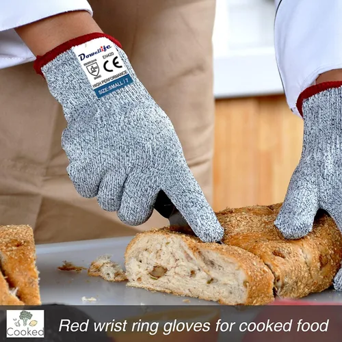 Miniatura 5 de Dowellife Guantes resistentes a los cortes, protección de nivel 5 de grado alimenticio, guantes de seguridad para cortes de cocina para pelar