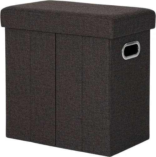Miniatura 10 de COSYLAND Otomana con almacenamiento plegable de tela, reposapiés otomano para habitación, muebles plegables pequeños y altos con asas de tapa, 16.5