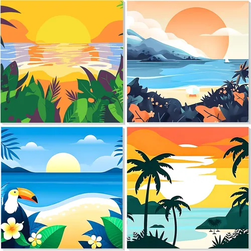 Miniatura 19 de EOBROMD Mrine Life - Paquete de 4 kits de pintura enmarcada por números para niños, kits de bricolaje para niños de 4 a 8 a 12 años, pintura sobre
