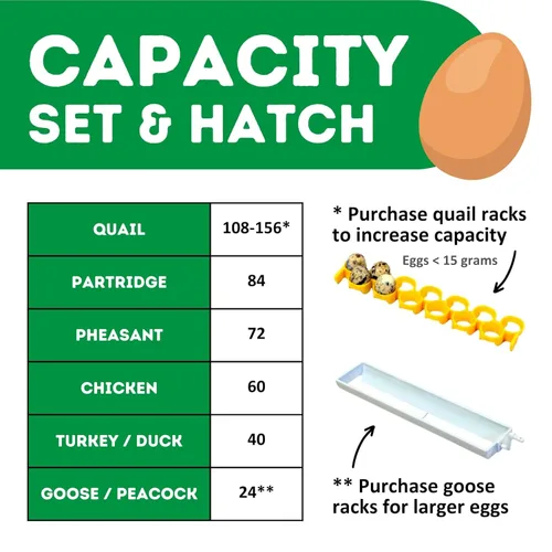 Miniatura 4 de Incubadora de Huevos Hatching Time con Giro Automático de Huevos y Control de Humedad Incubadora Digital para Aves de Corral con Capacidad para 60