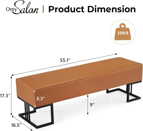 Miniatura 3 de OmySalon Asiento de banco para sala de espera, piel sintética, silla de recepción de 55.1 pulgadas, muebles de vestíbulo para sala de conferencias