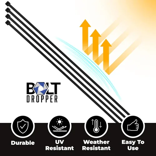 Miniatura 3 de Bolt Dropper Bridas negras de 12 pulgadas, paquete de 1000 bridas para cables y cables resistentes, nailon autoblocante duradero con resistencia a