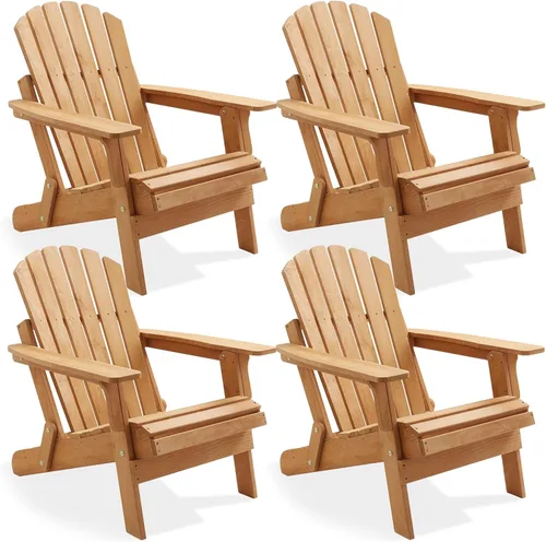 Miniatura 9 de Casafield Silla Adirondack plegable de gran tamaño, madera de cedro para exteriores, para patio, terraza, patio, césped y jardín, parcialmente Beige