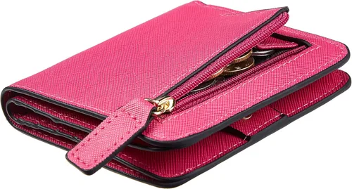 Miniatura 18 de Toughergun Cartera pequeña de cuero delgada para mujer con protección RFID, mini monedero bifold compacto con ventana de identificación transparente