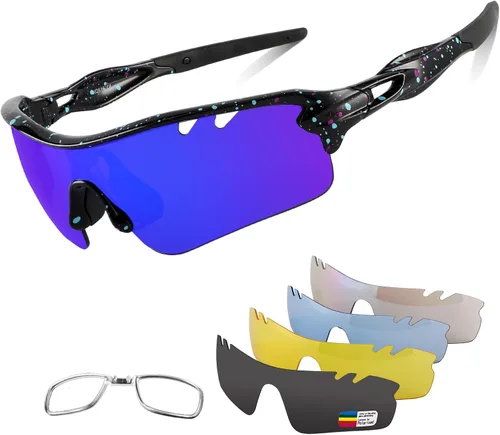 Miniatura 19 de BangLong Polarized Sports Sunglasses Cycling Sun Glasses for Men Women with 5 Interchangeable Lenes for Running Driving