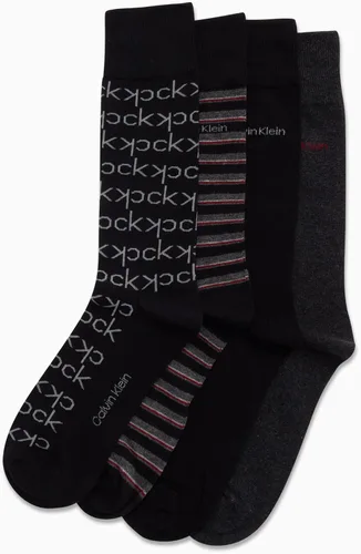 Miniatura 4 de Calvin Klein Calcetines de vestir para hombre - Calcetines estampados de mezcla de algodón (4 pares)