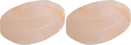 Pure Himalayan Salt Works Piedra de masaje ovalada plana, piedra tallada a mano de cristal rosa para terapia de masaje, desodorante y exfoliantes de
